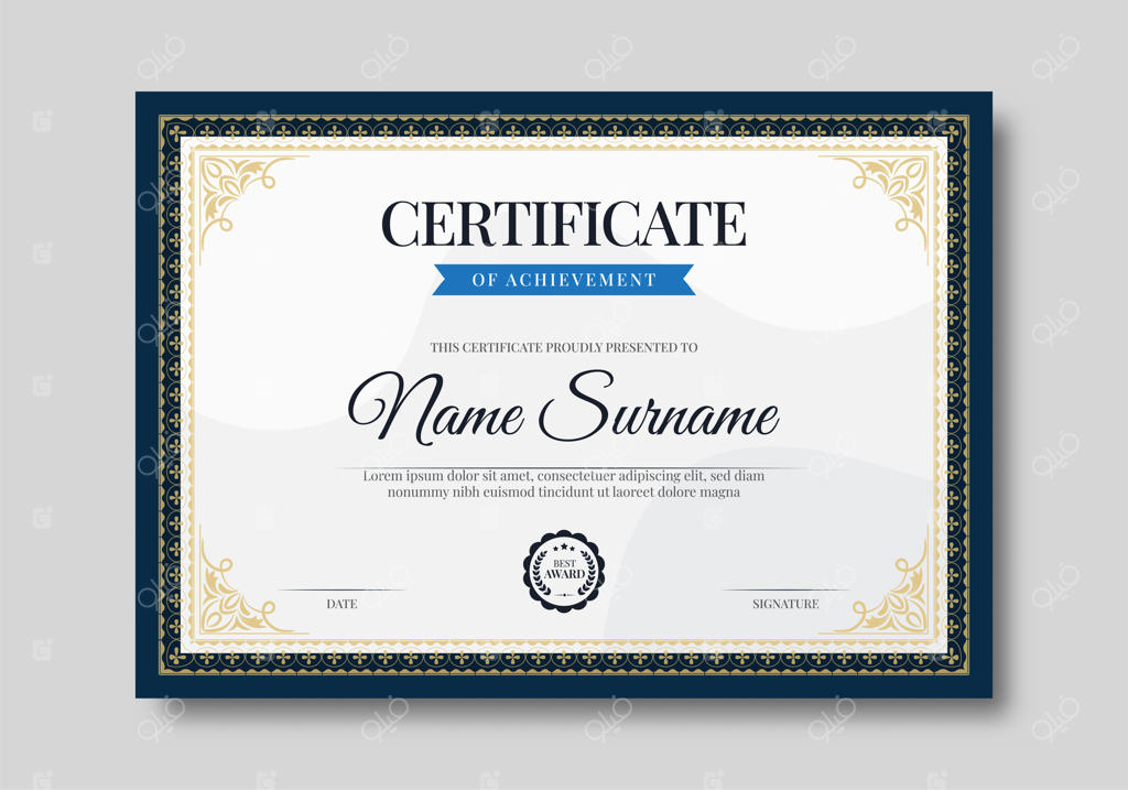 قالب گواهینامه شیک با طرح قاب کلاسیک