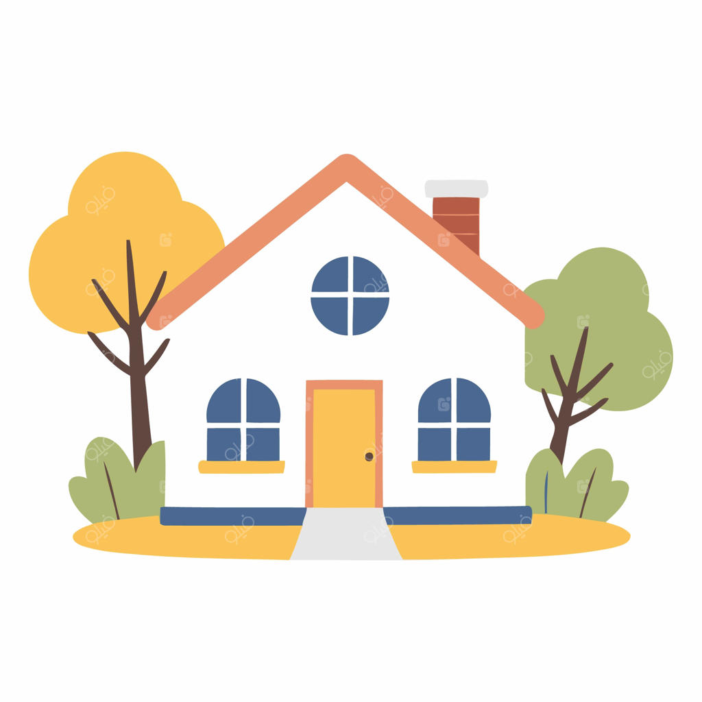 تصویرسازی وکتور خانه بامزه و کودکانه