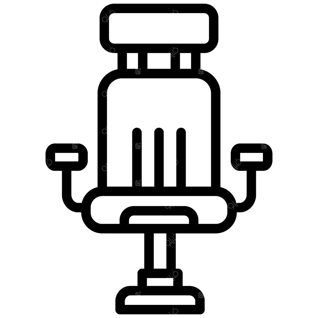 نماد صندلی آرایشگاه، آیکون سیاه و سفید ساده