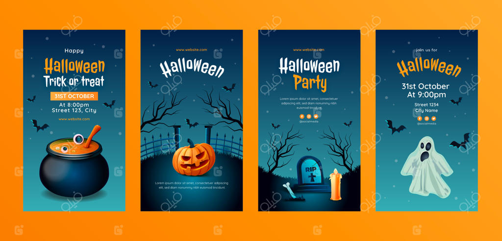 مجموعه استوری‌های اینستاگرام هالووین با طراحی واقعی و زنده