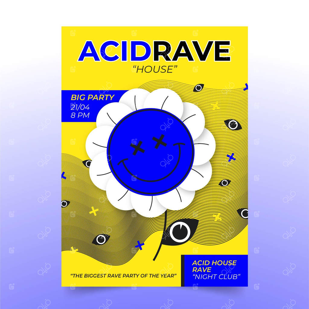 پترن پوستر شکلک اسید تخت طراحی شده