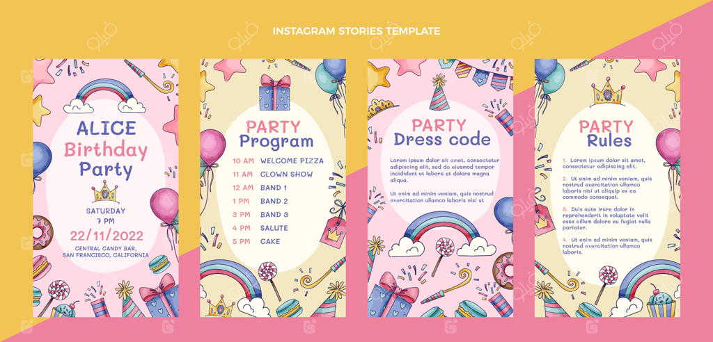 استوری‌های دست‌ساز تولد کودکانه برای اینستاگرام