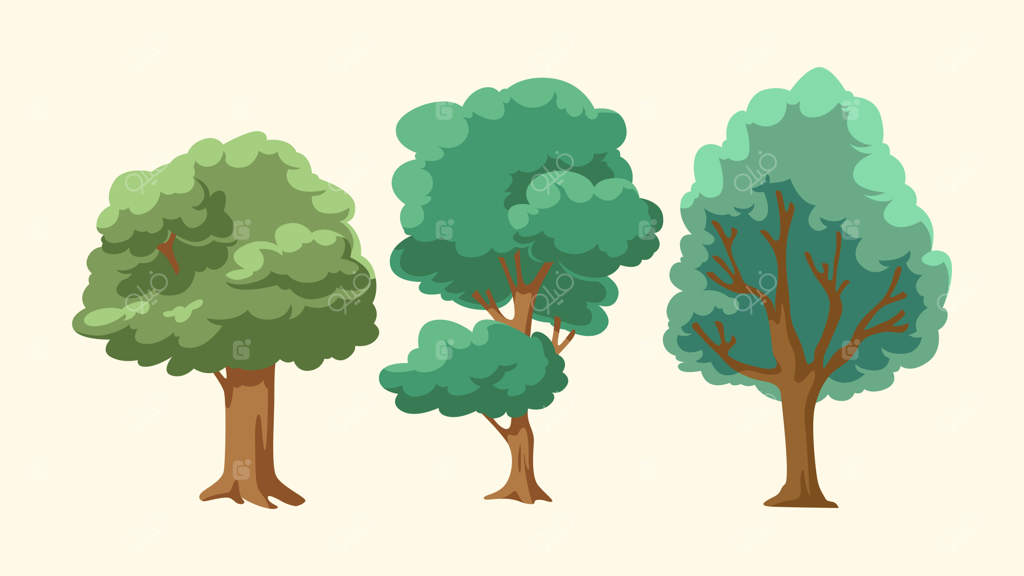 مجموعه‌ای از تصاویر کارتونی درخت