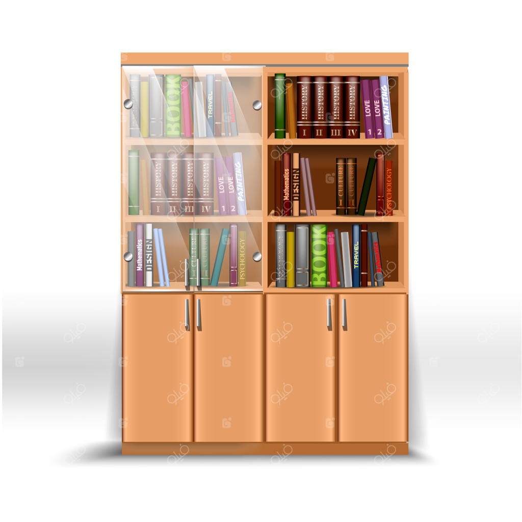 کتابخانه اداری دوقلو با مجموعه‌ای از کتاب‌ها با موضوعات مختلف