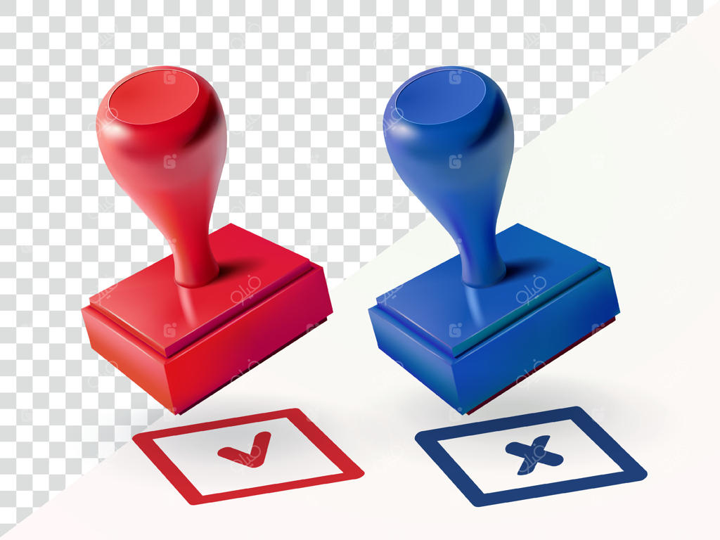 مهرهای تایید و رد، سه‌بعدی. مناسب برای عناصر طراحی