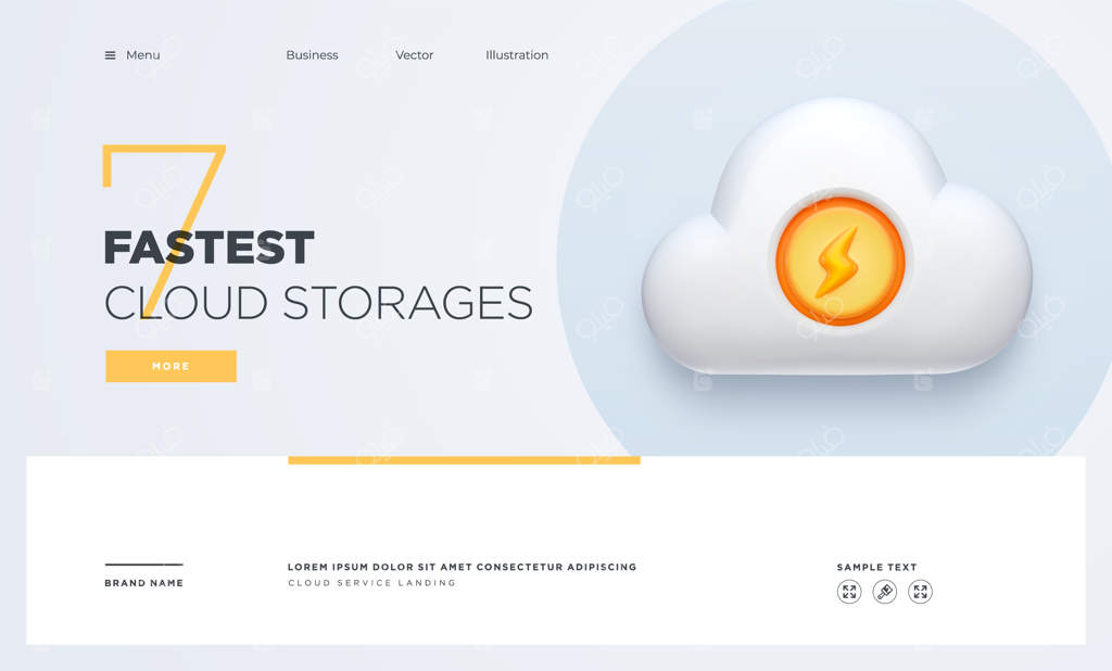 طرح صفحه فرود یا بنر دیجیتال: مفهوم کسب‌وکار خدمات ابری به صورت وکتور
