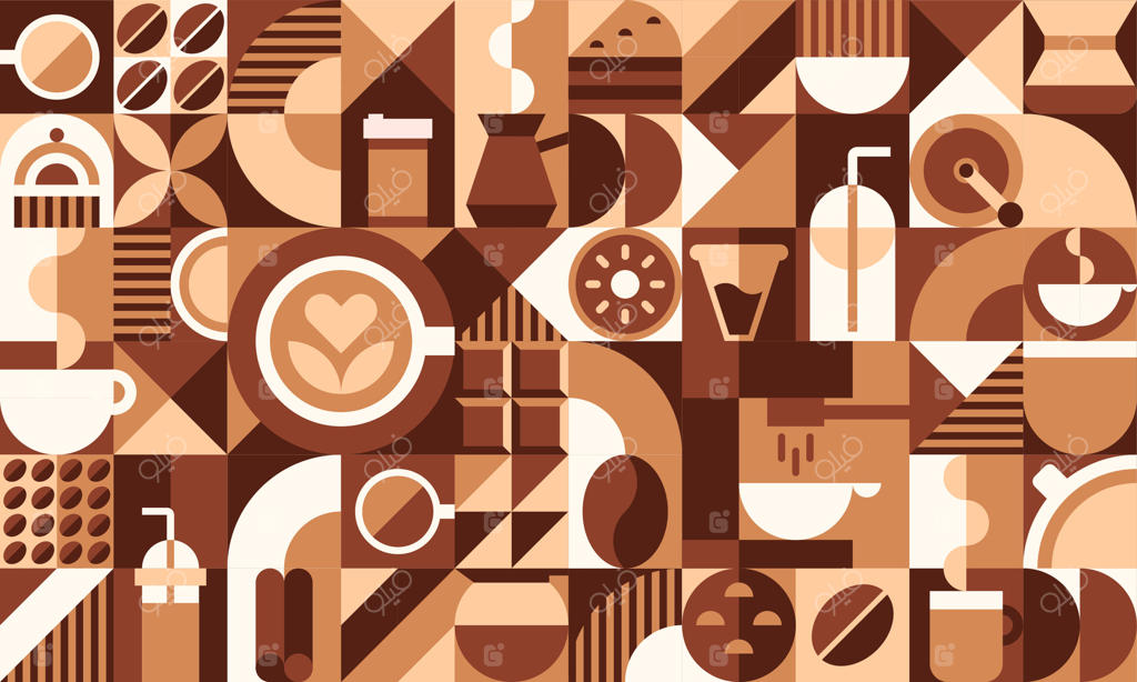 پس‌زمینه شبکه‌ای با پترن هندسی نوشیدنی قهوه