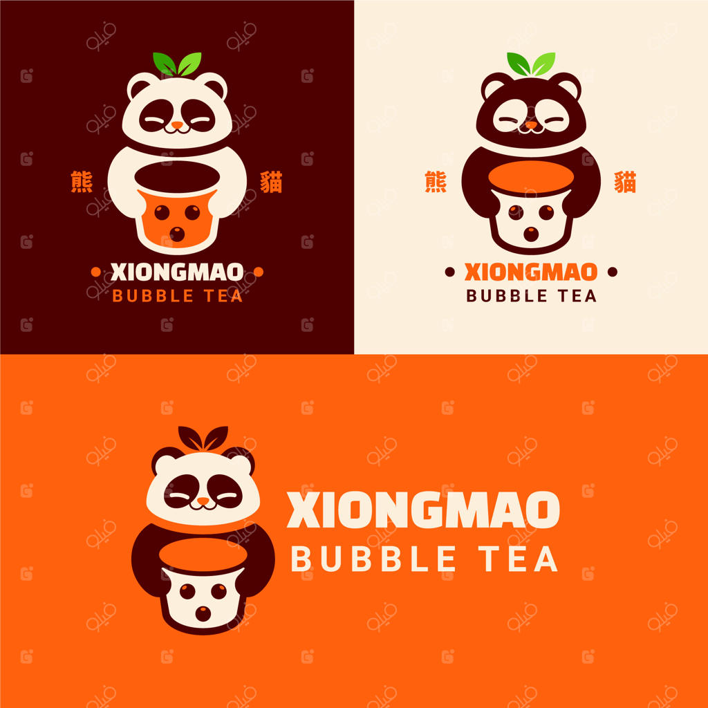 طراحی لوگوی چای حبابی با دست