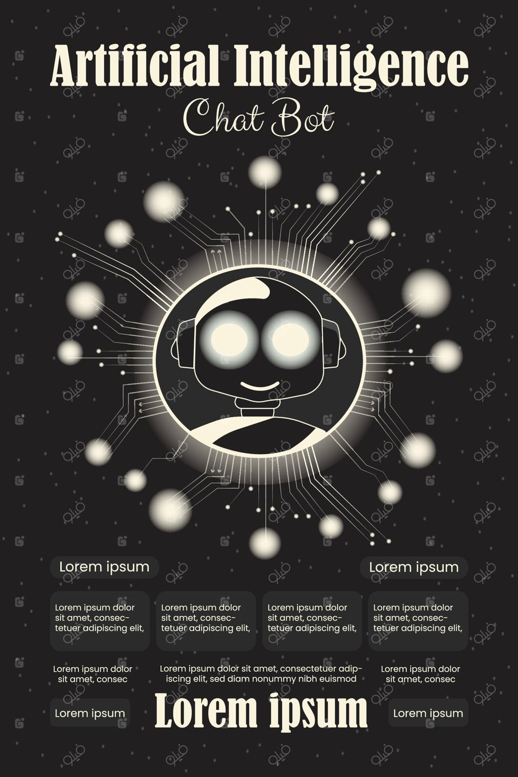 طراحی و تصویرسازی بروشور برای چت‌بات هوش مصنوعی.