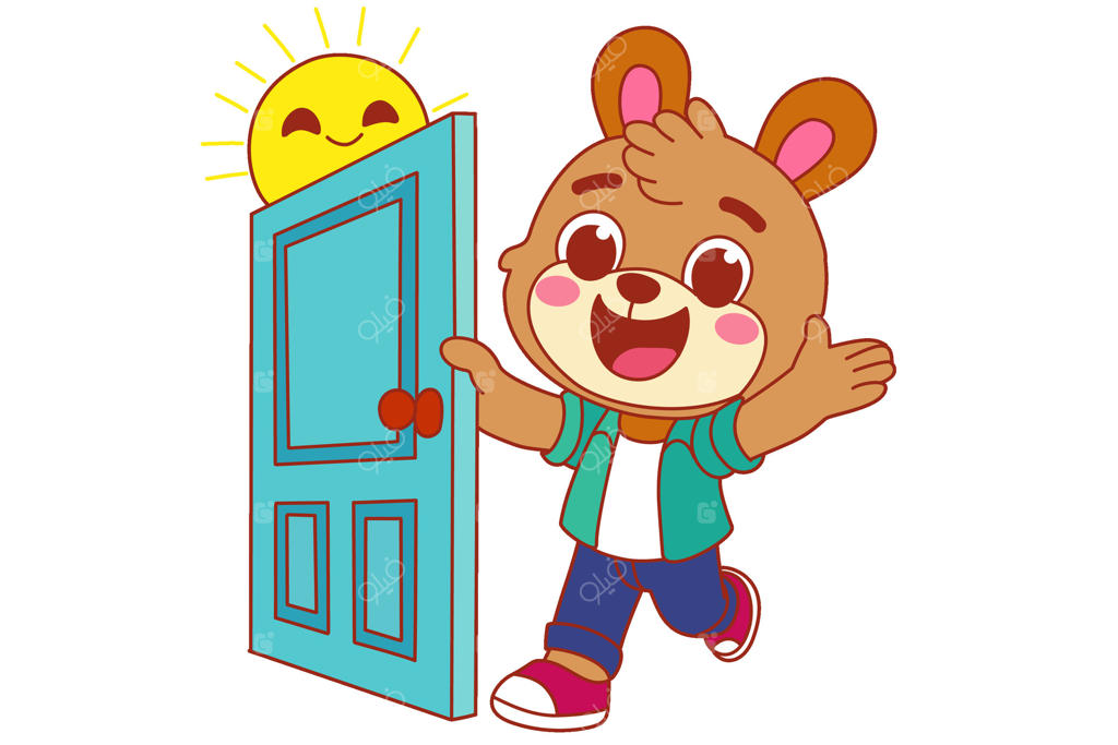 کلیپ‌آرت کارتونی خرس پشت پنجره