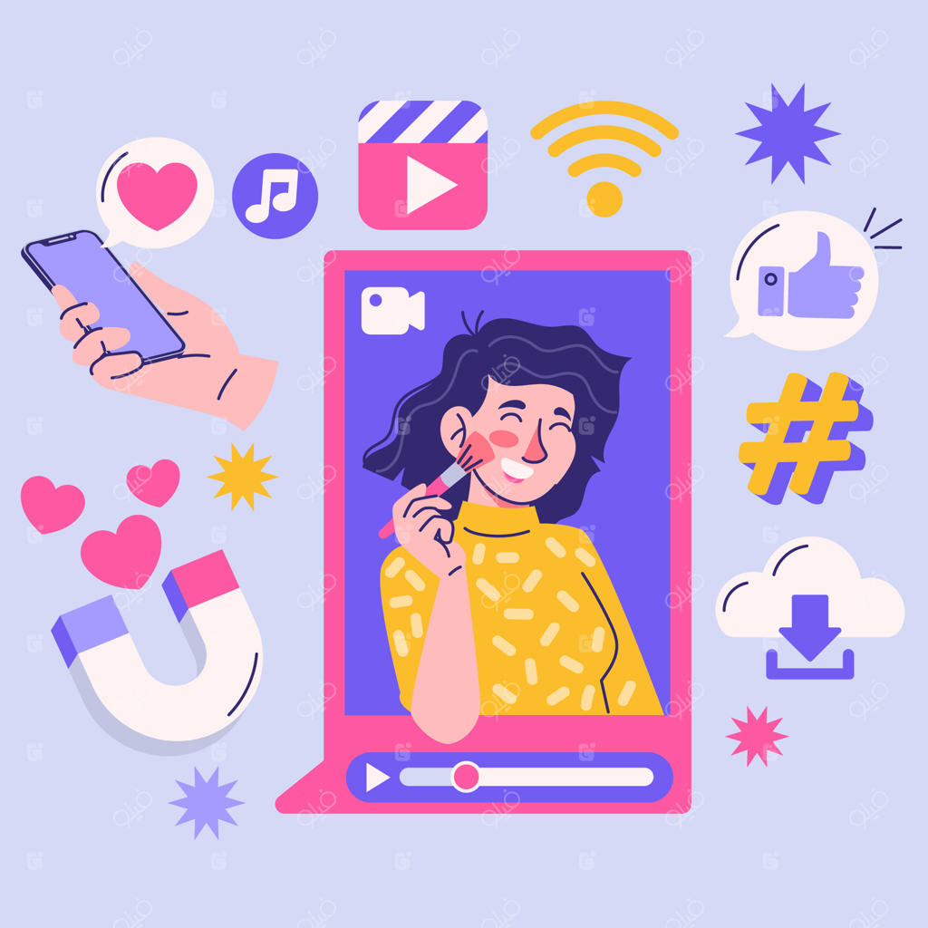 مجموعه عناصر طراحی افراد تخت و شبکه‌های اجتماعی