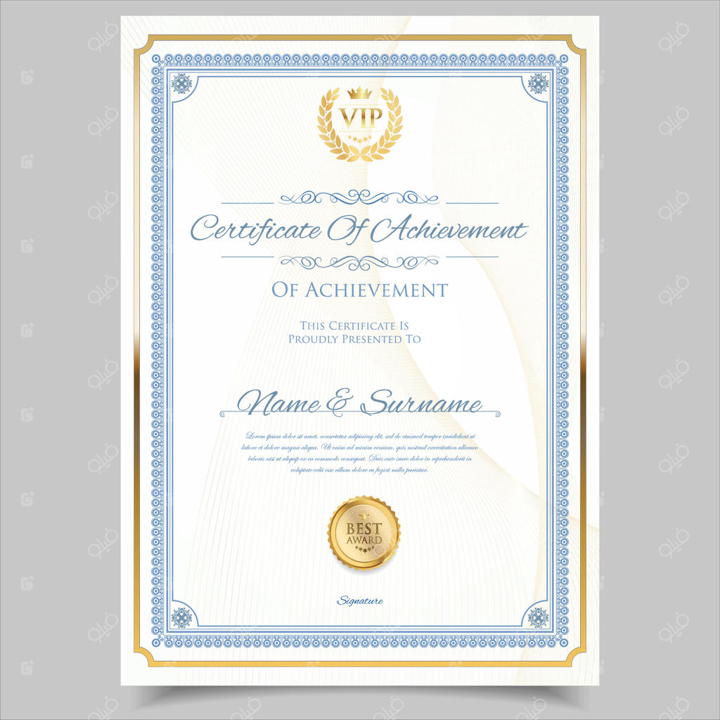 گواهینامه دستاورد برای تقدیر و جوایز پرُ وکتور