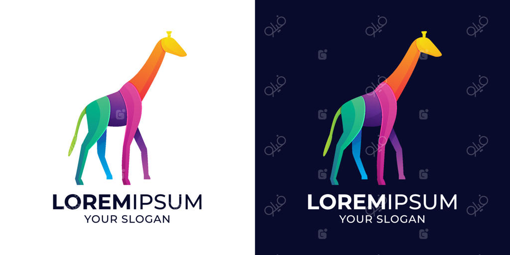 طراحی و تصویرسازی لوگوی زرافه رنگارنگ