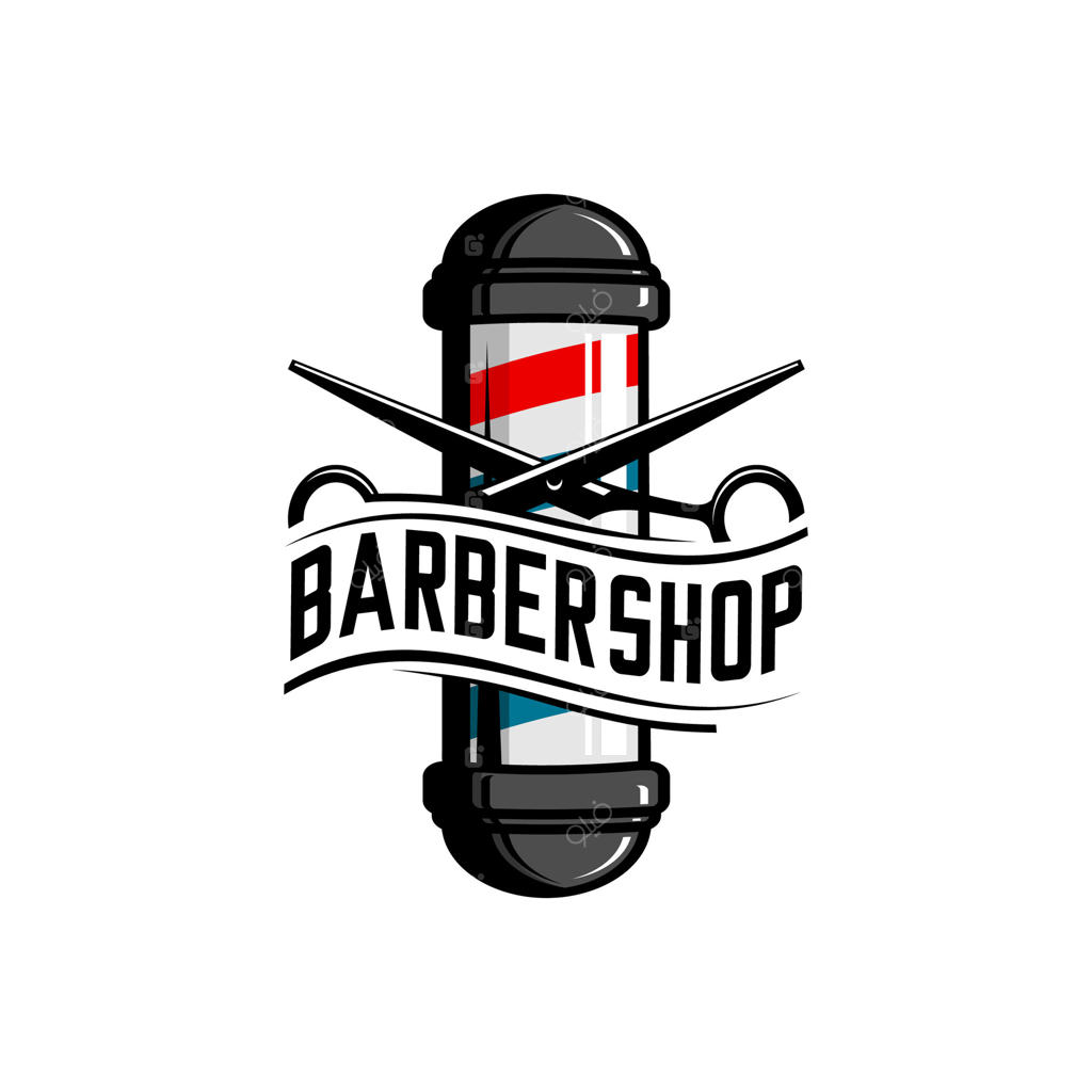 لوگوی باربرشاپ با قیچی آرایشگری