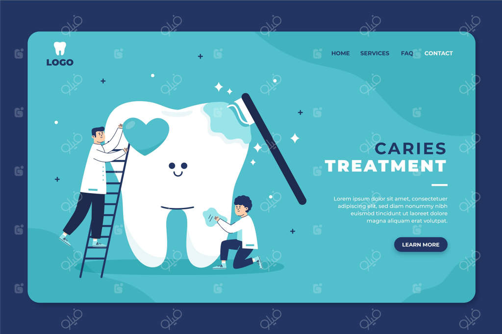 صفحه فرود مراقبت دندان با طراحی تخت