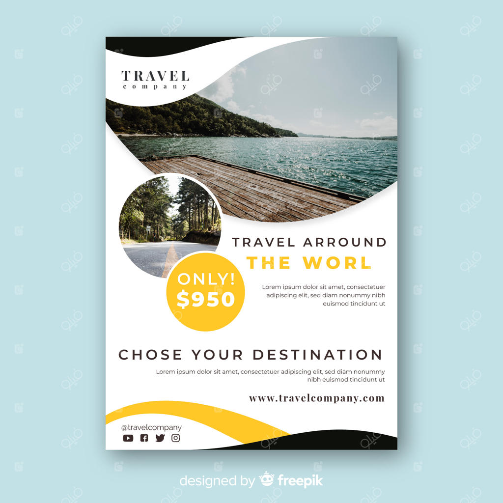 الگوی پوستر سفر همراه با عکس