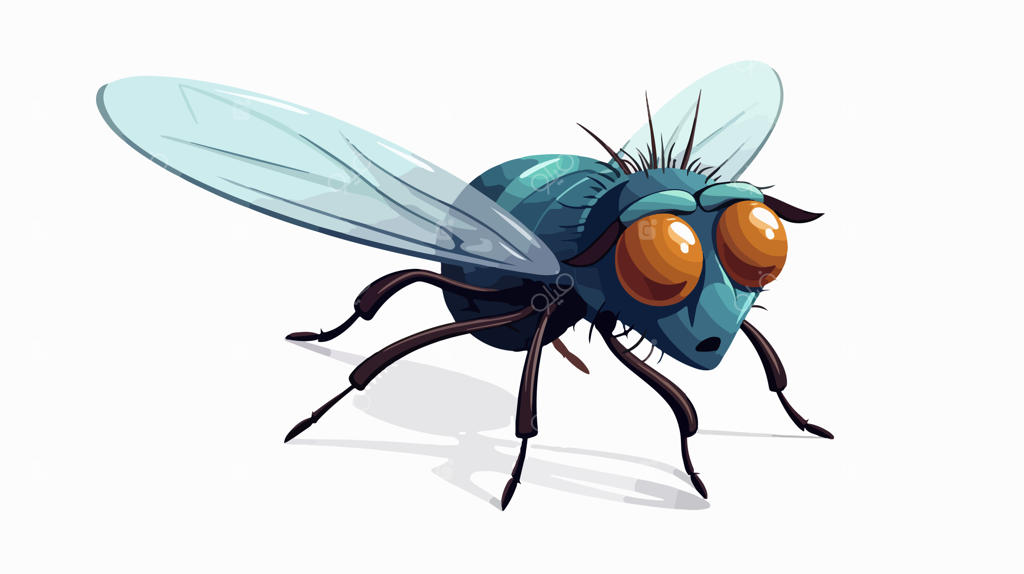 وکتور کارتونی مگس بازیگوش با پس‌زمینه سفید برای پروژه‌های خلاقانه