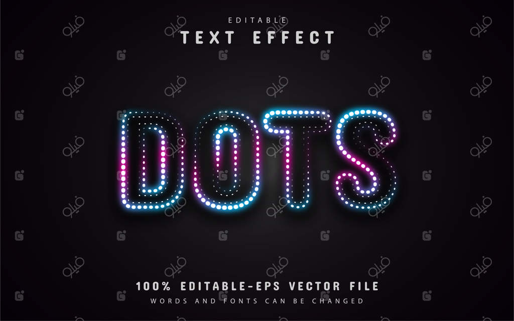 تاثیر متن با نقاط نئونی