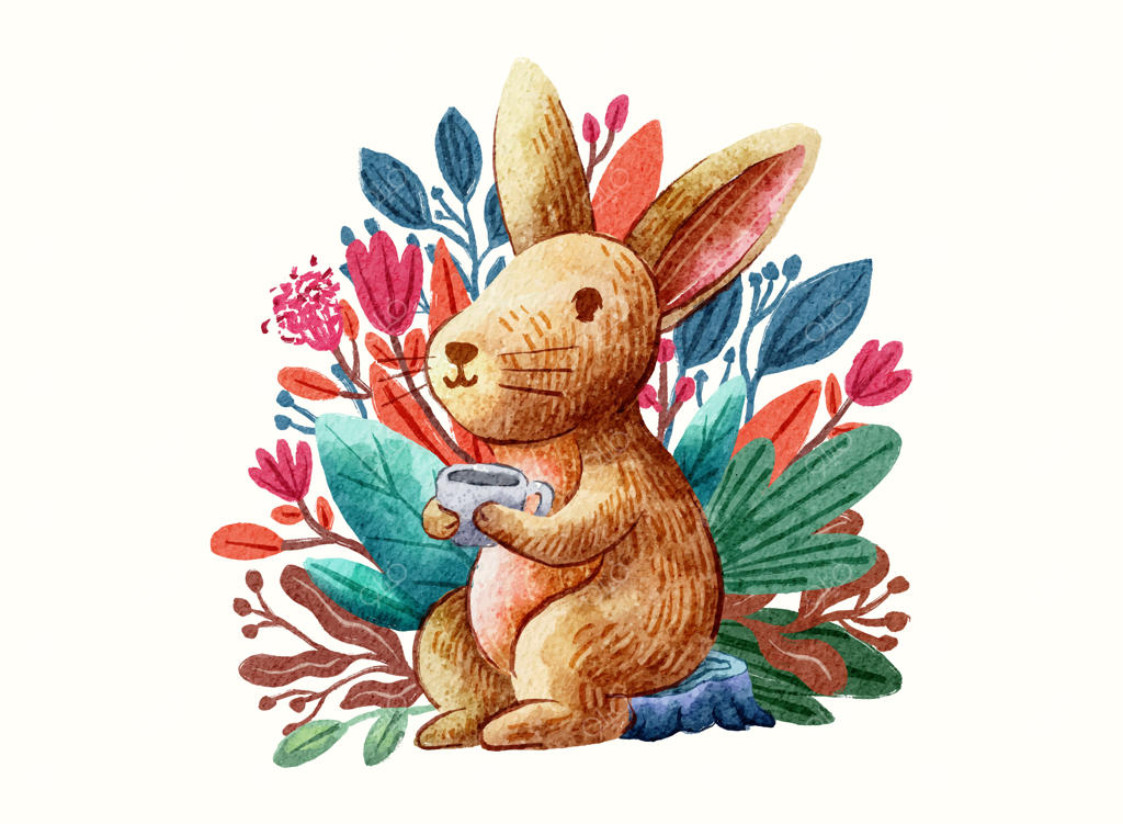 طرح خلاقانه خرگوش قهوه‌ای با آبرنگ