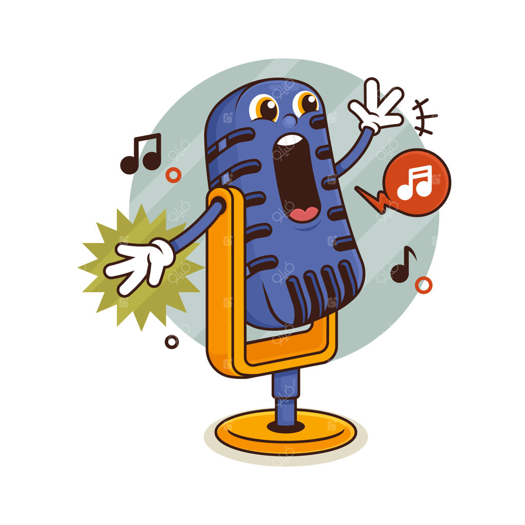 تصویر کارتونی میکروفون دست‌کشیده