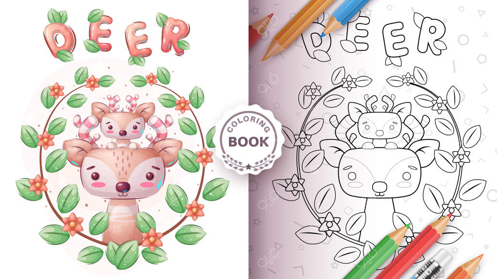 کتاب رنگ‌آمیزی شخصیت کارتونی گوزن