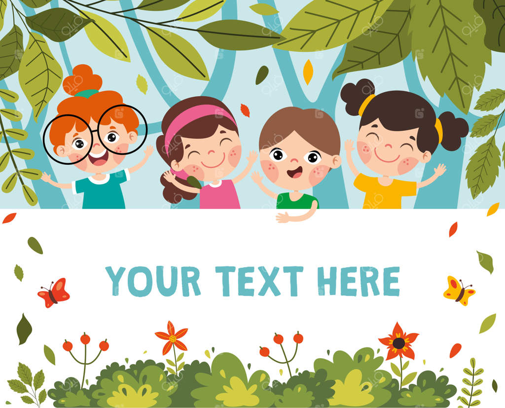 کودکان با بنر در جنگل