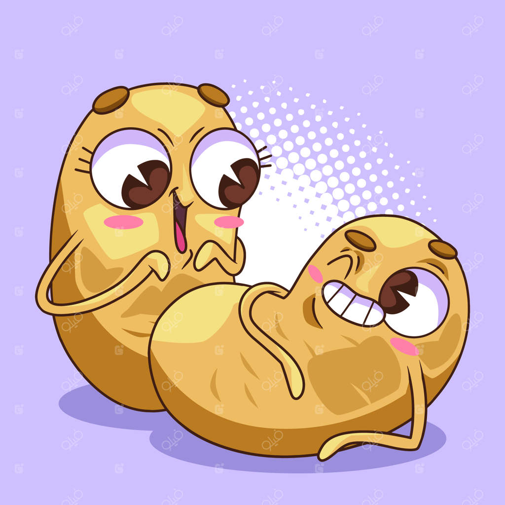 نقاشی کارتونی سیب‌زمینی دست‌کشیده