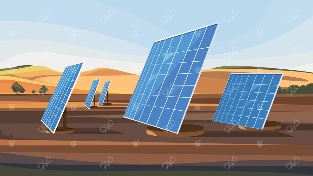 منظره‌ای با پانل‌های خورشیدی.