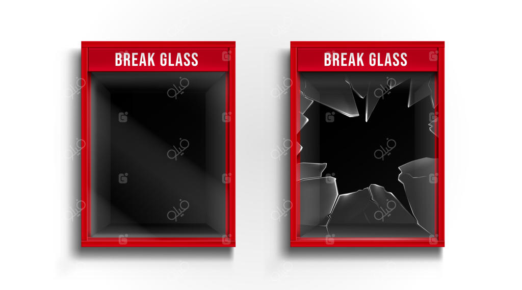 شکستن شیشه برای دسترسی به کپسول آتش‌نشانی