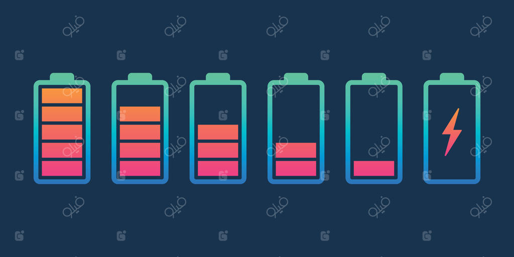 آیکون مجموعه باتری آلکالاین به سبک تخت. تصویر برداری از اندازه‌های مختلف باتری در زمینه‌ای ایزوله. مفهوم تجاری علامت شارژ مجدد باتری.