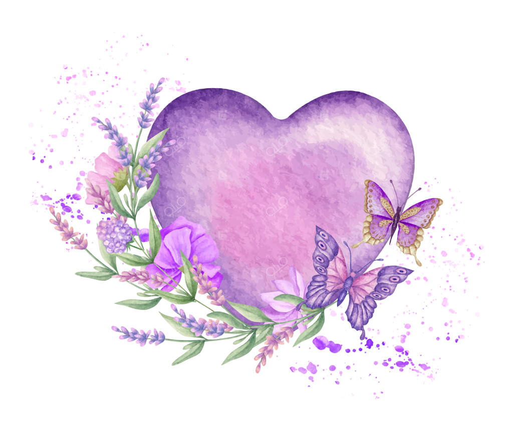 قاب گل آبرنگی طرح قلب برای روز ولنتاین