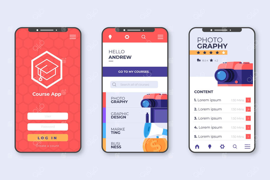 طرح رابط کاربری برنامه آموزشی