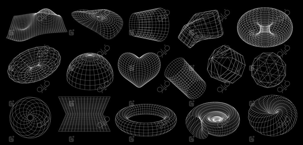 اشکال وایرفریم در نمای شبکه سه‌بعدی