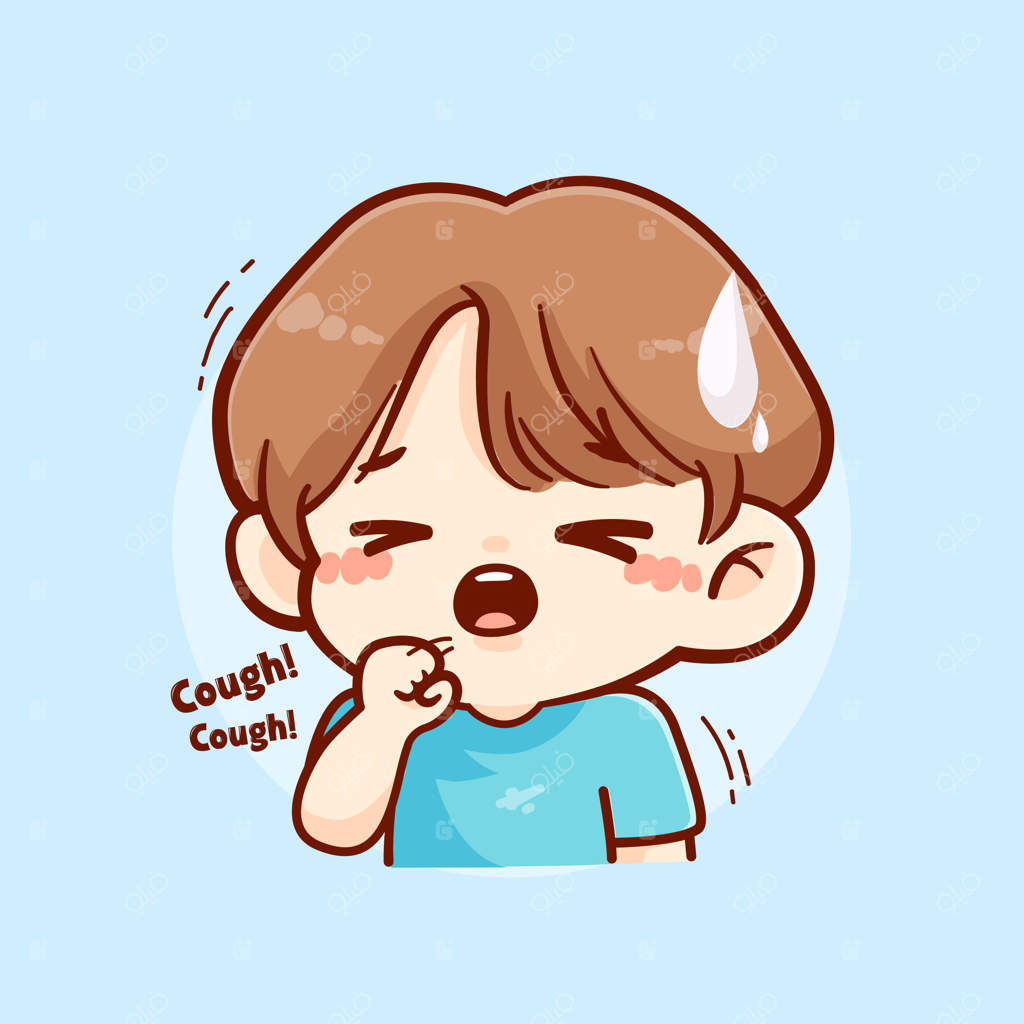 پسر بچه ناز نگران به علت علائم عفونت ویروسی یا آلرژی سرفه می‌کند