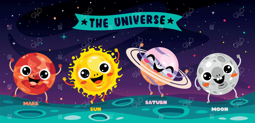 عناصر فضایی رنگارنگ و دست‌کشیده