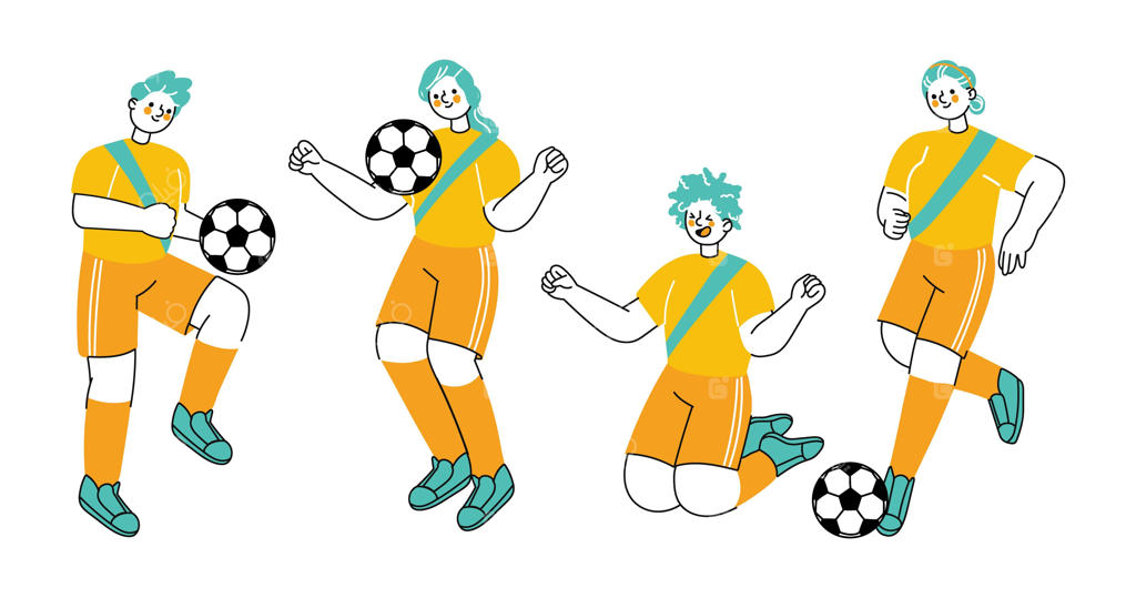 طراحی تصویرسازی بازیکنان فوتبال به سبک تخت