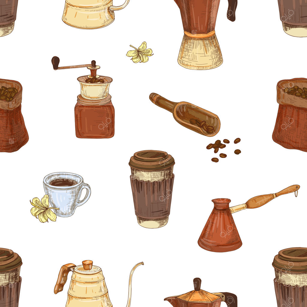 پترن یکپارچه با موضوع قهوه