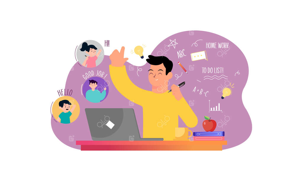 تصویرسازی مفهوم آموزش الکترونیکی و تحصیل آنلاین