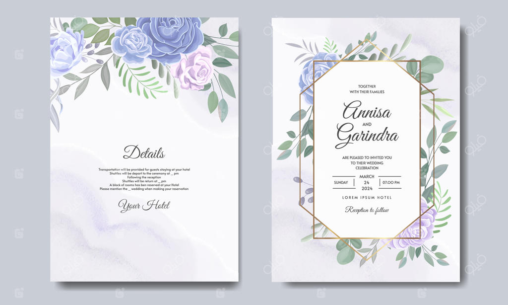 مجموعه قالب کارت دعوت عروسی با طراحی زیبا و رنگارنگ برگ‌های گل نفیس