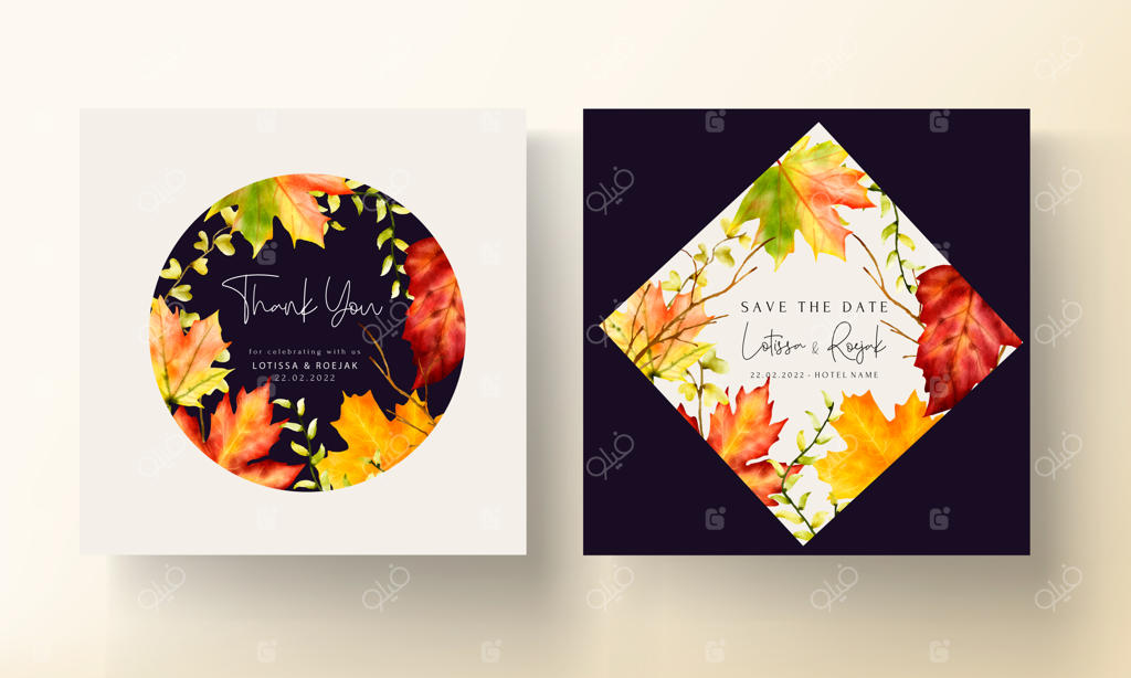 پترن کارت دعوت عروسی با برگ‌های افرا زیبا