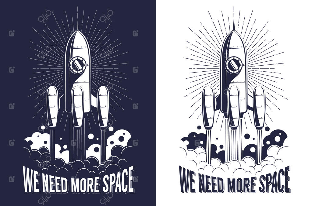 پرتاب موشک فضایی از میان ابرهای آتش و دود
