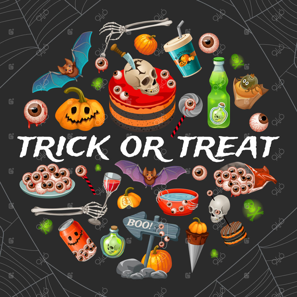 تصویرسازی جشن هالووین و قاشق‌زنی.