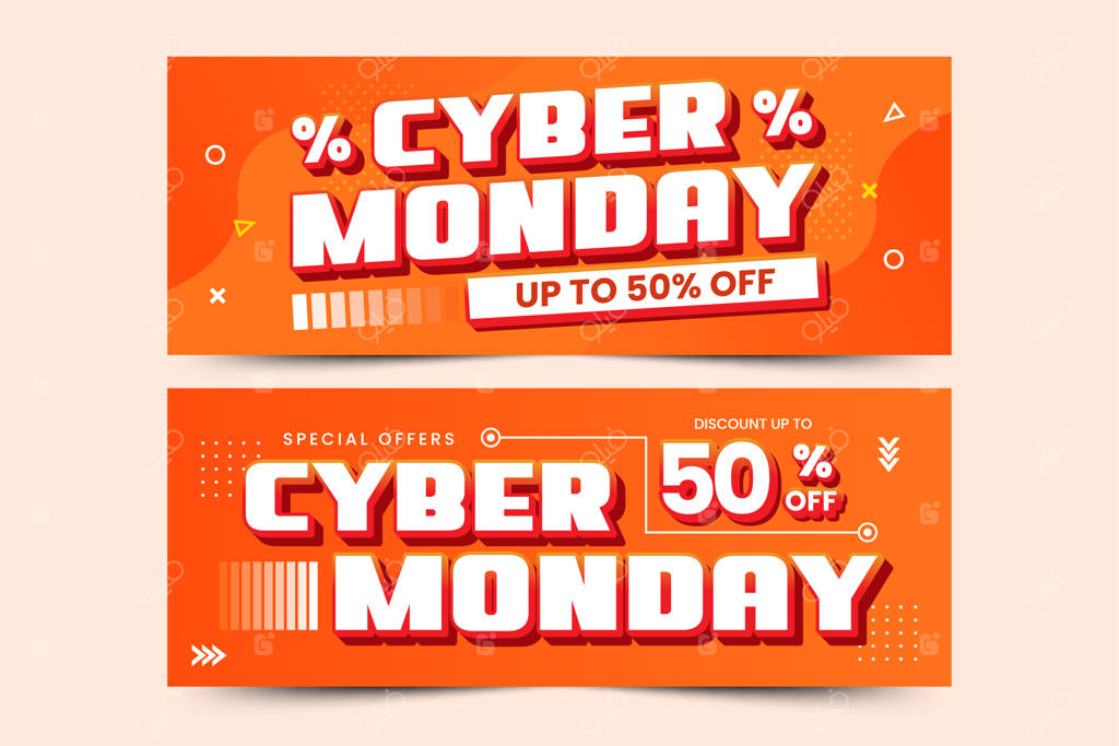 قالب طراحی بنر کاور شبکه‌های اجتماعی برای سایبر ماندی، به‌راحتی قابل سفارشی‌سازی است