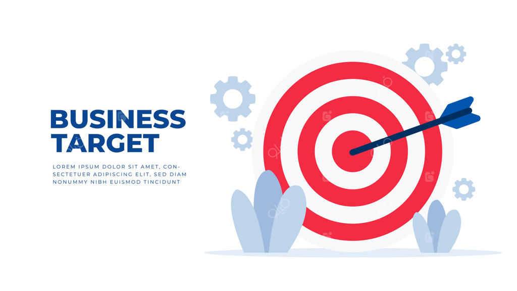 استراتژی هدف‌گذاری کسب‌و‌کار با بنر پیکان در پس‌زمینه جداگانه