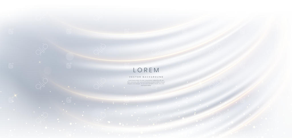 پس‌زمینه‌ای لوکس با خطوط خمیده‌ی خاکستری و سفید همراه با خط طلایی و جلوه‌های نورانی و درخشان.