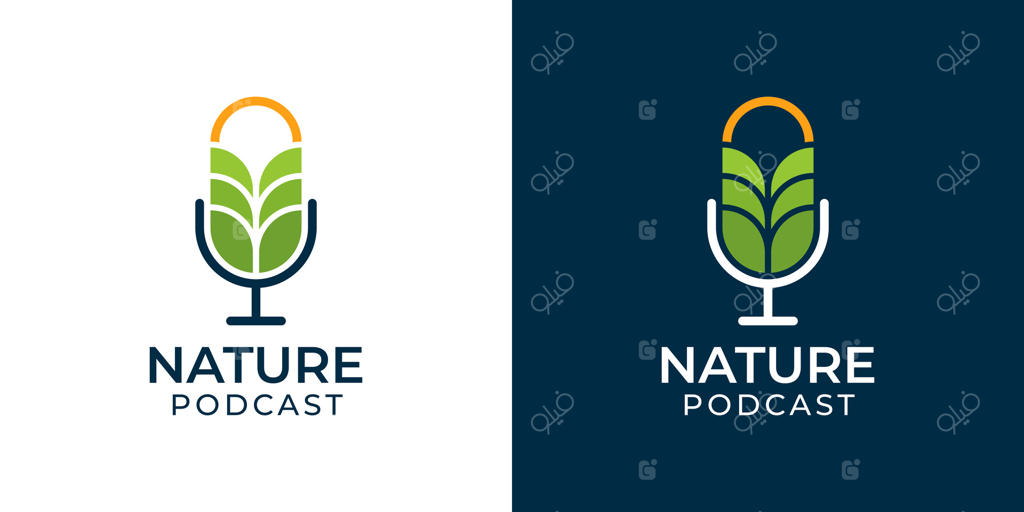 طراحی لوگو پادکست کشاورزی طبیعت. قالب آیکون و نماد لوگو میکروفون و برگ. قالب لوگو شامل میکروفون، بلندگو، رادیو، کشاورزی، برگ، محیط زیست، درخت و آموزش.