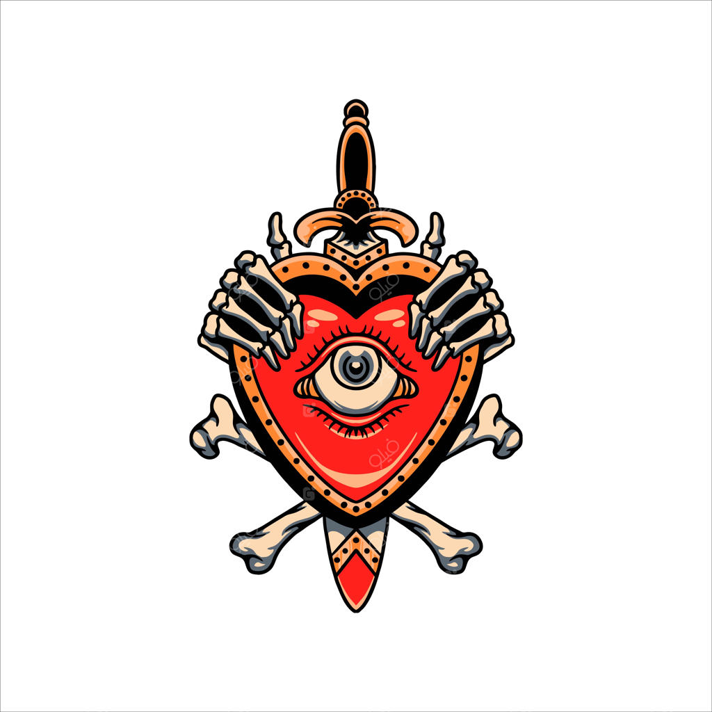 طرح وکتور تاتو قلب شیطانی