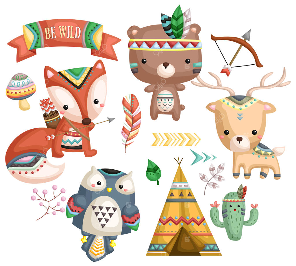 مجموعه وکتور حیوانات قبیله‌ای