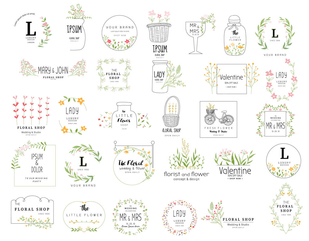 تمپلیت‌های لوگوی گل‌های لوکس