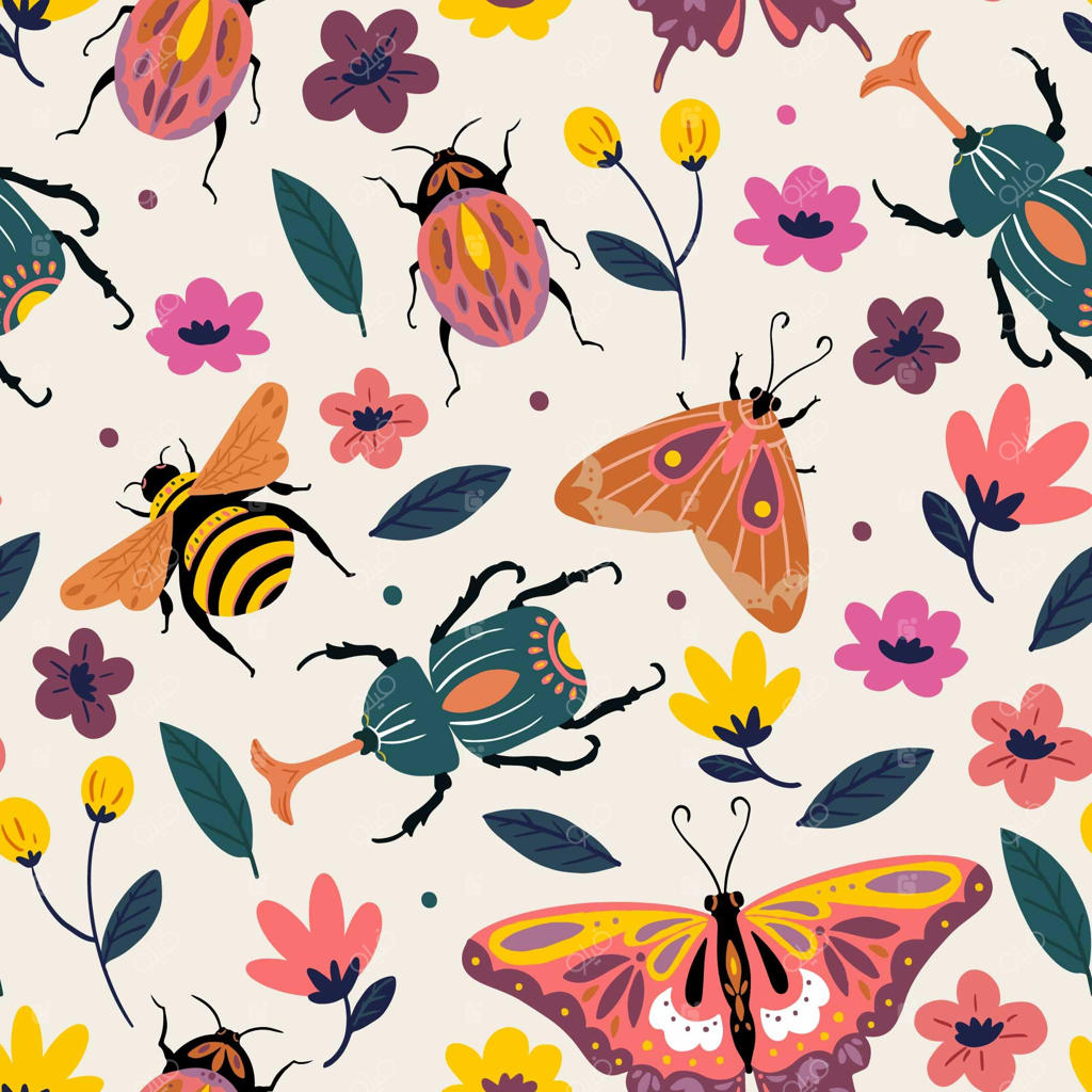 الگوی حشرات و گل‌ها